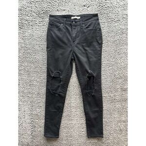 Levi's 721 High Rise Skinny Distressed Denim Jeans Black Womens Size 28